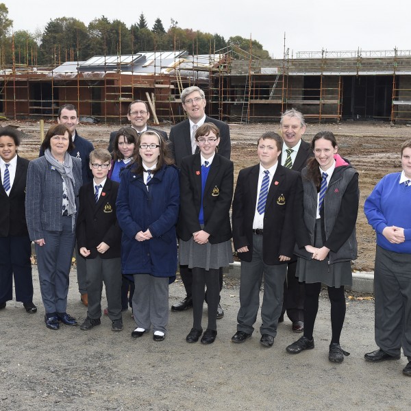 Ministers and pupils from Arvalee School and Resource Centre at their new school site (Picture: Michael Cooper)